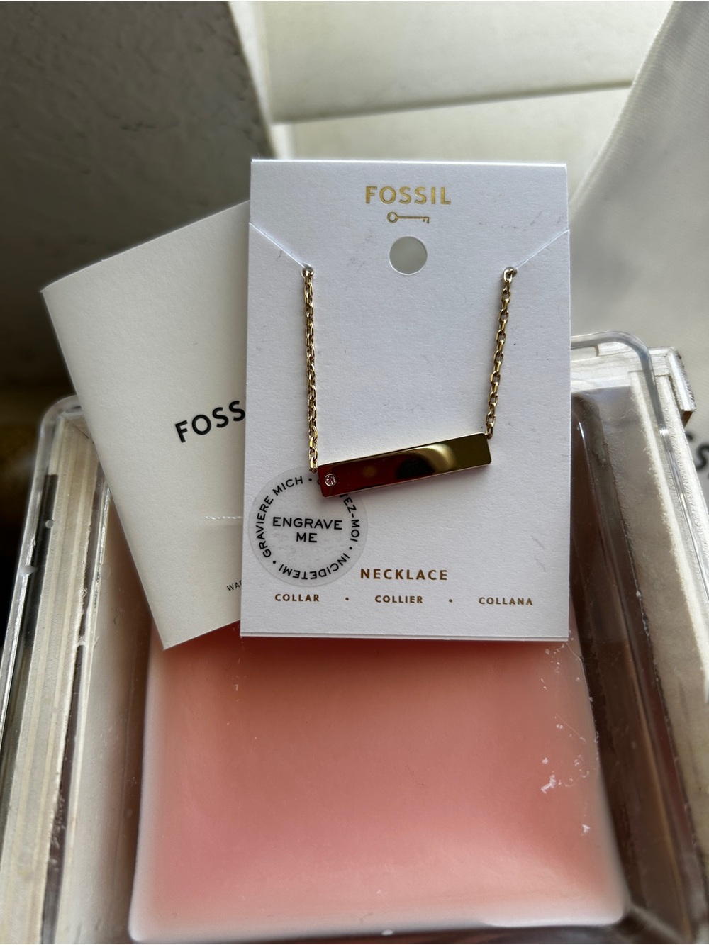Fossil Gold-tone Engravable Bar Necklace - Picture 3 of 8